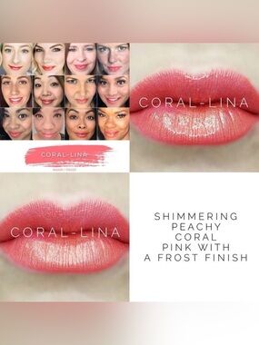 LipSense Coral-Lina Shimmering Peachy Coral Pink Lipstick